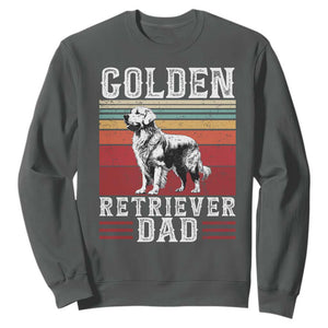 Retro Dog Golden Dad Sweatshirt Fathers Day Gift for Dog Lovers Golden Retriever Dad TS10 Dark Heather Print Your Wear
