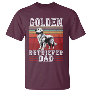Retro Dog Golden Dad T Shirt Fathers Day Gift for Dog Lovers Golden Retriever Dad TS10 Maroon Print Your Wear