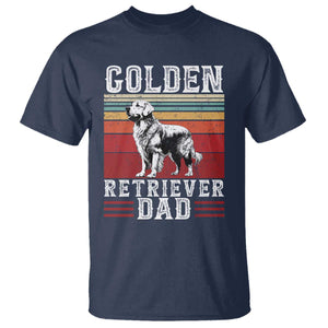 Retro Dog Golden Dad T Shirt Fathers Day Gift for Dog Lovers Golden Retriever Dad TS10 Navy Print Your Wear