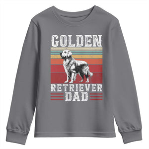Retro Dog Golden Dad Youth Sweatshirt Fathers Day Gift for Dog Lovers Golden Retriever Dad TS10 Charcoal Print Your Wear