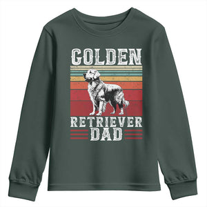 Retro Dog Golden Dad Youth Sweatshirt Fathers Day Gift for Dog Lovers Golden Retriever Dad TS10 Dark Forest Green Print Your Wear