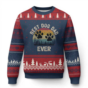 Best Dog Dad Ever Ugly Christmas Sweater Fathers Day Gift for Dog Lovers TS10 Navy Red Print Your Wear