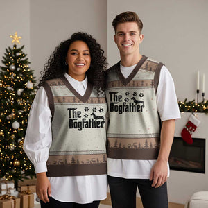 Dachshund Dog Dad V-Neck Knit Sweater Vest The Dogfather Fathers Day Gifts For Dog Lovers TS10 Mocha Mousse Print Your Wear