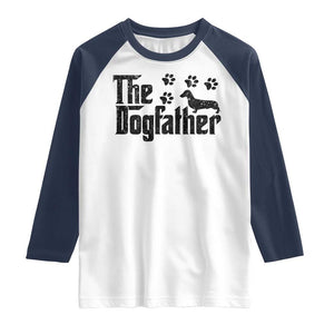 Dachshund Dog Dad Raglan Shirt The Dogfather Fathers Day Gifts For Dog Lovers TS10 White Navy Print Your Wear