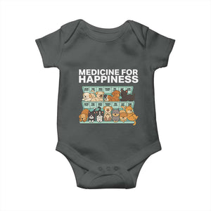 Funny Dog Lover Baby Onesie My Medicine For Happiness Called Cats Everyday TS10 Dark Heather Print Your Wear