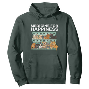 Funny Dog Lover Hoodie My Medicine For Happiness Called Cats Everyday TS10 Dark Forest Green Print Your Wear