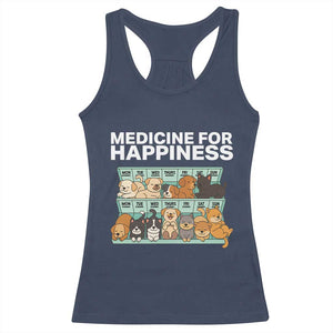 Funny Dog Lover Racerback Tank Top My Medicine For Happiness Called Cats Everyday TS10 Navy Print Your Wear