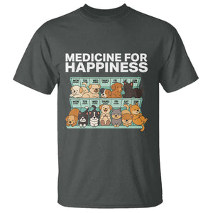 Funny Dog Lover T Shirt My Medicine For Happiness Called Cats Everyday TS10 Dark Heather Print Your Wear