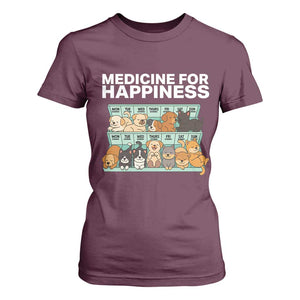 Funny Dog Lover T Shirt For Women My Medicine For Happiness Called Cats Everyday TS10 Maroon Print Your Wear