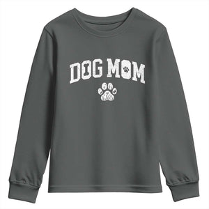 Dog Mom Youth Sweatshirt Floral Fur Mama Gift For Her Mothers Day TS10 Dark Heather Print Your Wear