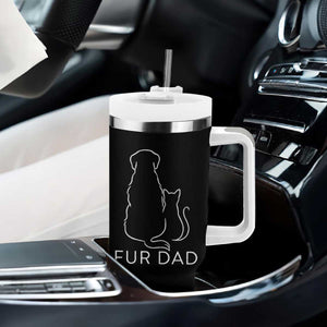 Fur Dad Tumbler With Handle Pet Lover Cat Dog Dad Funny Fathers Day TS10 Print Your Wear