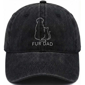 Fur Dad Washed Cotton Baseball Cap Pet Lover Cat Dog Dad Funny Fathers Day TS10 Print Your Wear