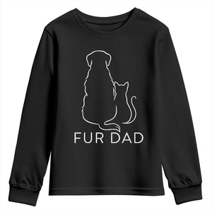 Fur Dad Youth Sweatshirt Pet Lover Cat Dog Dad Funny Fathers Day TS10 Black Print Your Wear