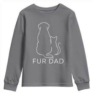 Fur Dad Youth Sweatshirt Pet Lover Cat Dog Dad Funny Fathers Day TS10 Charcoal Print Your Wear