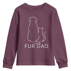 Fur Dad Youth Sweatshirt Pet Lover Cat Dog Dad Funny Fathers Day TS10 Maroon Print Your Wear