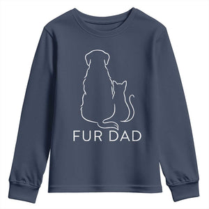 Fur Dad Youth Sweatshirt Pet Lover Cat Dog Dad Funny Fathers Day TS10 Navy Print Your Wear