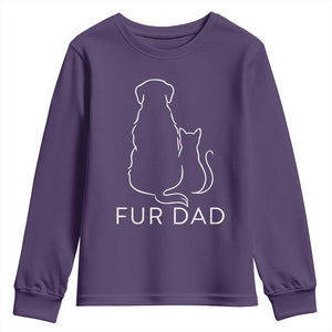 Fur Dad Youth Sweatshirt Pet Lover Cat Dog Dad Funny Fathers Day TS10 Purple Print Your Wear
