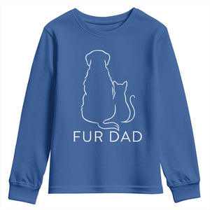 Fur Dad Youth Sweatshirt Pet Lover Cat Dog Dad Funny Fathers Day TS10 Royal Blue Print Your Wear