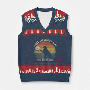 Best Grandpaw Ever V-Neck Knit Sweater Vest Retro Dog Grandpa Fathers Day Gift From Dog TS10 Navy Red Print Your Wear