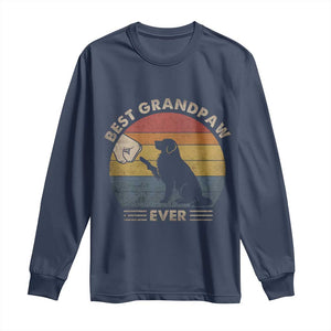 Best Grandpaw Ever Long Sleeve Shirt Retro Dog Grandpa Fathers Day Gift From Dog TS10 Navy Print Your Wear