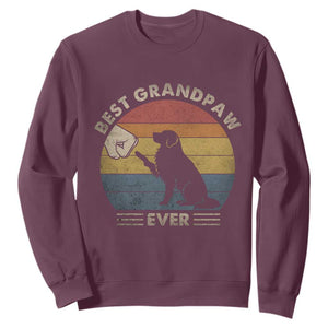 Best Grandpaw Ever Sweatshirt Retro Dog Grandpa Fathers Day Gift From Dog TS10 Maroon Print Your Wear