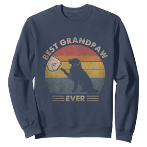 Best Grandpaw Ever Sweatshirt Retro Dog Grandpa Fathers Day Gift From Dog TS10 Navy Print Your Wear