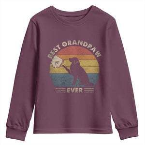 Best Grandpaw Ever Youth Sweatshirt Retro Dog Grandpa Fathers Day Gift From Dog TS10 Maroon Print Your Wear