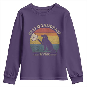Best Grandpaw Ever Youth Sweatshirt Retro Dog Grandpa Fathers Day Gift From Dog TS10 Purple Print Your Wear