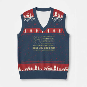 Best Dog Dad Ever V-Neck Knit Sweater Vest Camo American Flag USA Fathers Day Gift for Dog Lovers TS10 Navy Red Print Your Wear