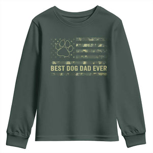 Best Dog Dad Ever Youth Sweatshirt Camo American Flag USA Fathers Day Gift for Dog Lovers TS10 Dark Forest Green Print Your Wear