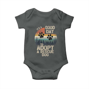 Dog Rescue Baby Onesie Retro Its A Good Day to Adopt Rescue Dog TS10 Dark Heather Print Your Wear