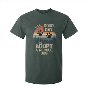 Dog Rescue T Shirt For Kid Retro Its A Good Day to Adopt Rescue Dog TS10 Dark Forest Green Print Your Wear