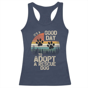 Dog Rescue Racerback Tank Top Retro Its A Good Day to Adopt Rescue Dog TS10 Navy Print Your Wear