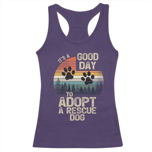 Dog Rescue Racerback Tank Top Retro Its A Good Day to Adopt Rescue Dog TS10 Purple Print Your Wear