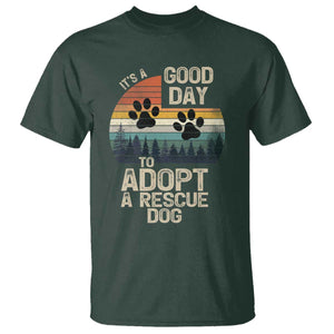 Dog Rescue T Shirt Retro Its A Good Day to Adopt Rescue Dog TS10 Dark Forest Green Print Your Wear