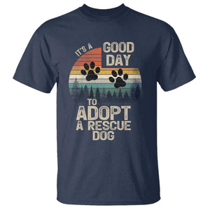 Dog Rescue T Shirt Retro Its A Good Day to Adopt Rescue Dog TS10 Navy Print Your Wear