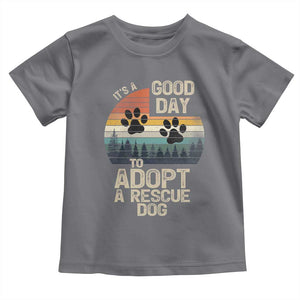 Dog Rescue Toddler T Shirt Retro Its A Good Day to Adopt Rescue Dog TS10 Charcoal Print Your Wear
