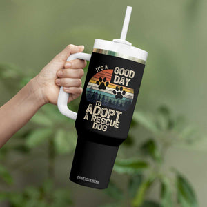 Dog Rescue Tumbler With Handle Retro Its A Good Day to Adopt Rescue Dog TS10 Print Your Wear