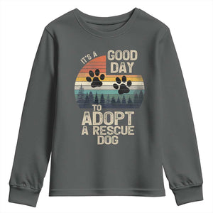 Dog Rescue Youth Sweatshirt Retro Its A Good Day to Adopt Rescue Dog TS10 Dark Heather Print Your Wear