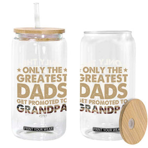Greatest Dads Get Promoted To Grandpa Glass Can Retro American Flag Fathers Day New Grandpa Gift