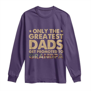 Greatest Dads Get Promoted To Grandpa Long Sleeve Shirt Retro American Flag Fathers Day New Grandpa Gift