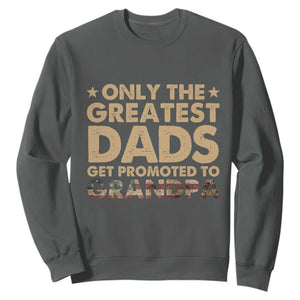 Greatest Dads Get Promoted To Grandpa Sweatshirt Retro American Flag Fathers Day New Grandpa Gift