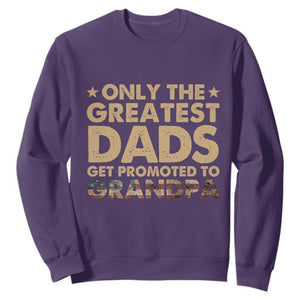 Greatest Dads Get Promoted To Grandpa Sweatshirt Retro American Flag Fathers Day New Grandpa Gift