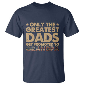 Greatest Dads Get Promoted To Grandpa T Shirt Retro American Flag Fathers Day New Grandpa Gift