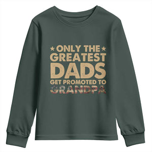 Greatest Dads Get Promoted To Grandpa Youth Sweatshirt Retro American Flag Fathers Day New Grandpa Gift