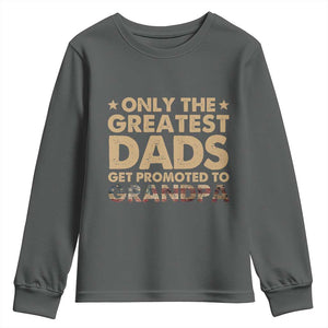 Greatest Dads Get Promoted To Grandpa Youth Sweatshirt Retro American Flag Fathers Day New Grandpa Gift