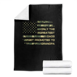 Greatest Dads Get Promoted To Grandpa Throw Blanket Retro Camo American Flag New Grandpa Gift
