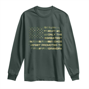 Greatest Dads Get Promoted To Grandpa Long Sleeve Shirt Retro Camo American Flag New Grandpa Gift