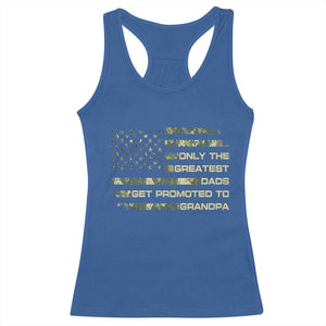 Greatest Dads Get Promoted To Grandpa Racerback Tank Top Retro Camo American Flag New Grandpa Gift
