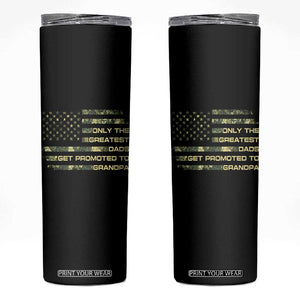 Greatest Dads Get Promoted To Grandpa Skinny Tumbler Retro Camo American Flag New Grandpa Gift